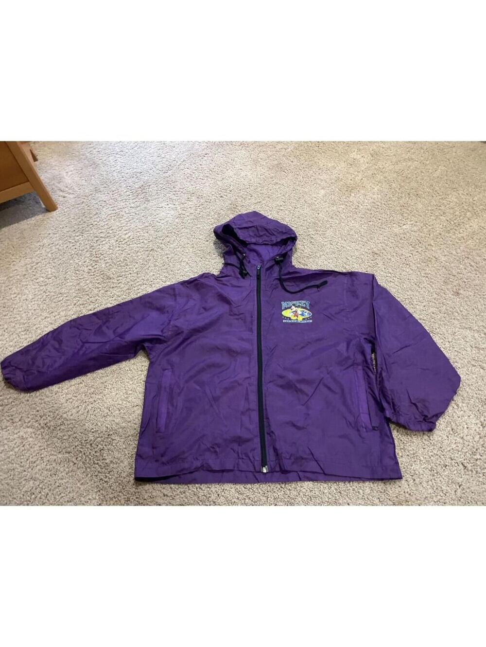 Vtg 1990s Mickey Sport Unlimited Windbreaker Nylon Purple Jacket Sz Large